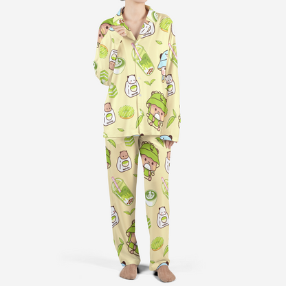 Bubu & Dudu Matcha Pajama Set – Cute Kawaii Couple Sleepwear