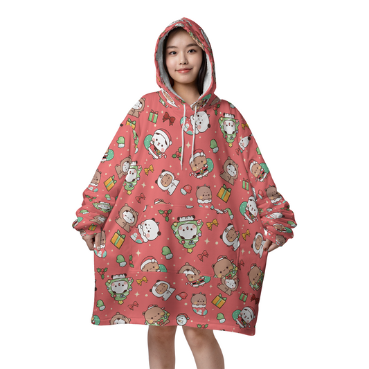 Bubu & Dudu Christmas Blanket Hoodie – Oversized Sherpa Wearable Blanket