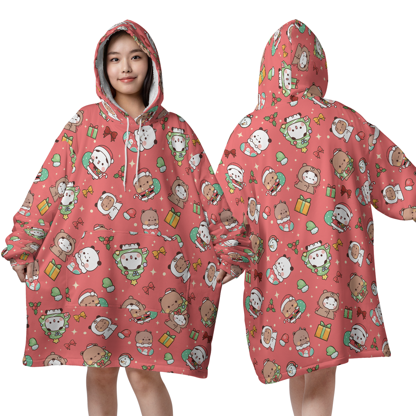 Bubu & Dudu Christmas Blanket Hoodie – Oversized Sherpa Wearable Blanket