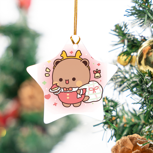 Dudu Christmas Ornaments – Cute Reindeer Ceramic Holiday Tree Decor
