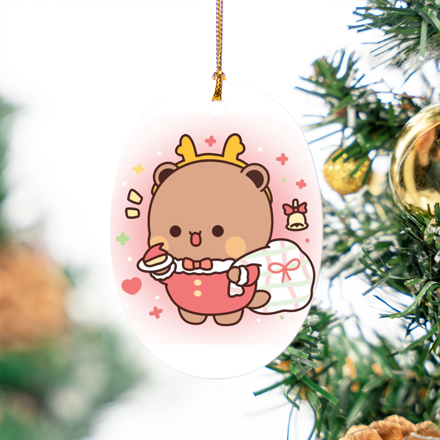 Dudu Christmas Ornaments – Cute Reindeer Ceramic Holiday Tree Decor