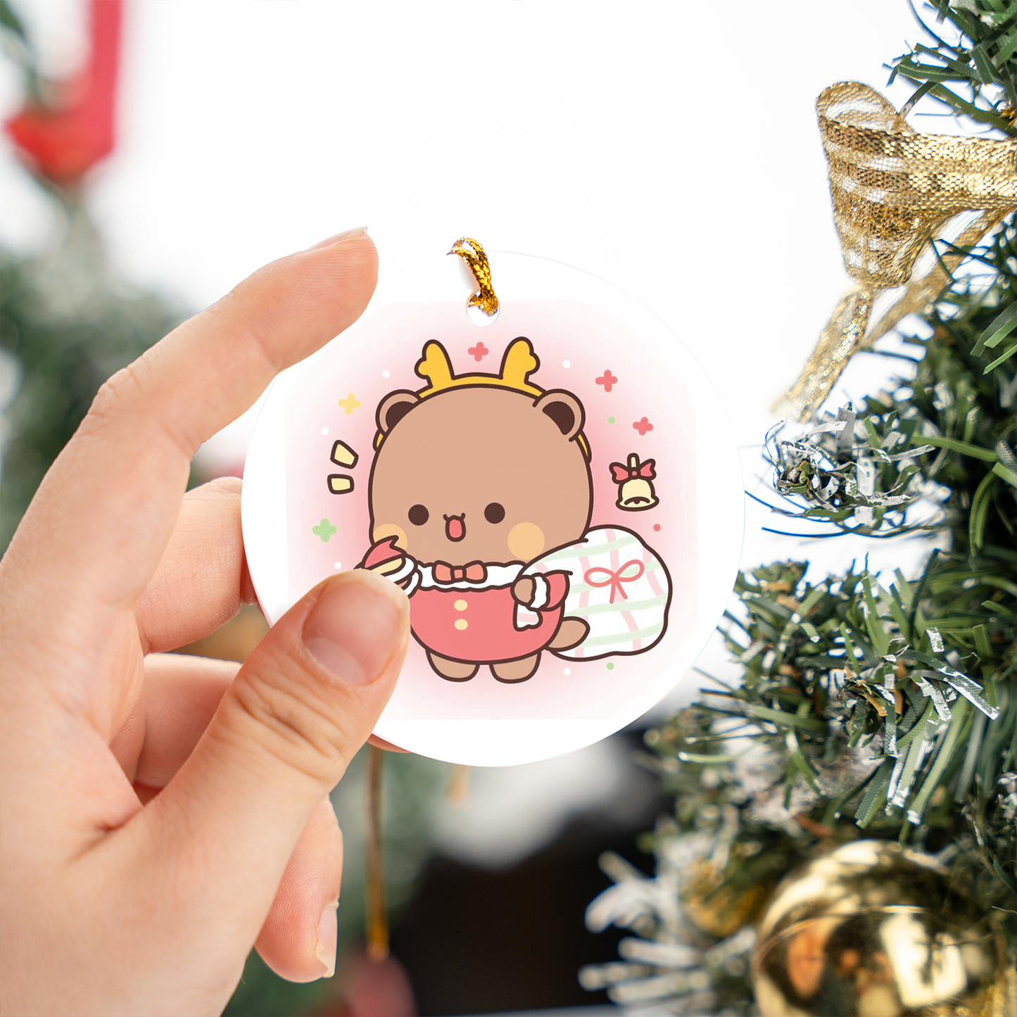 Dudu Christmas Ornaments – Cute Reindeer Ceramic Holiday Tree Decor