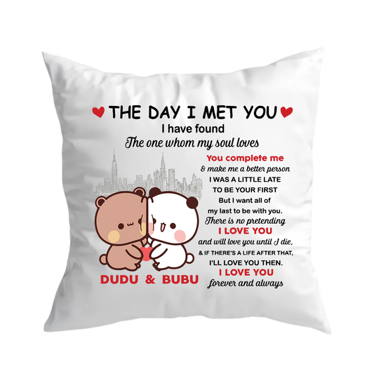 The Day I Met You Pillow | Romantic Bubu & Dudu Love Throw Pillow