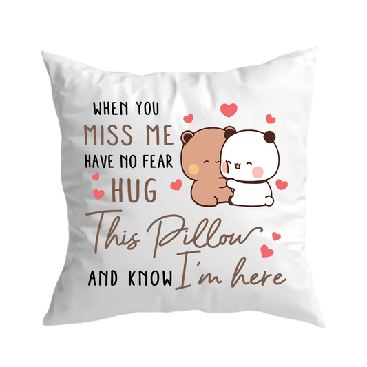 When You Miss Me Hug This Pillow | Bubu & Dudu Couple Throw Pillow Gift
