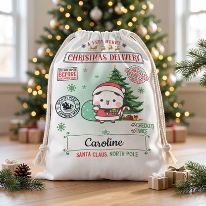Custom Name Bubu & Dudu Santa Sack – Personalized Christmas Gift Bag Kawaii Delivery
