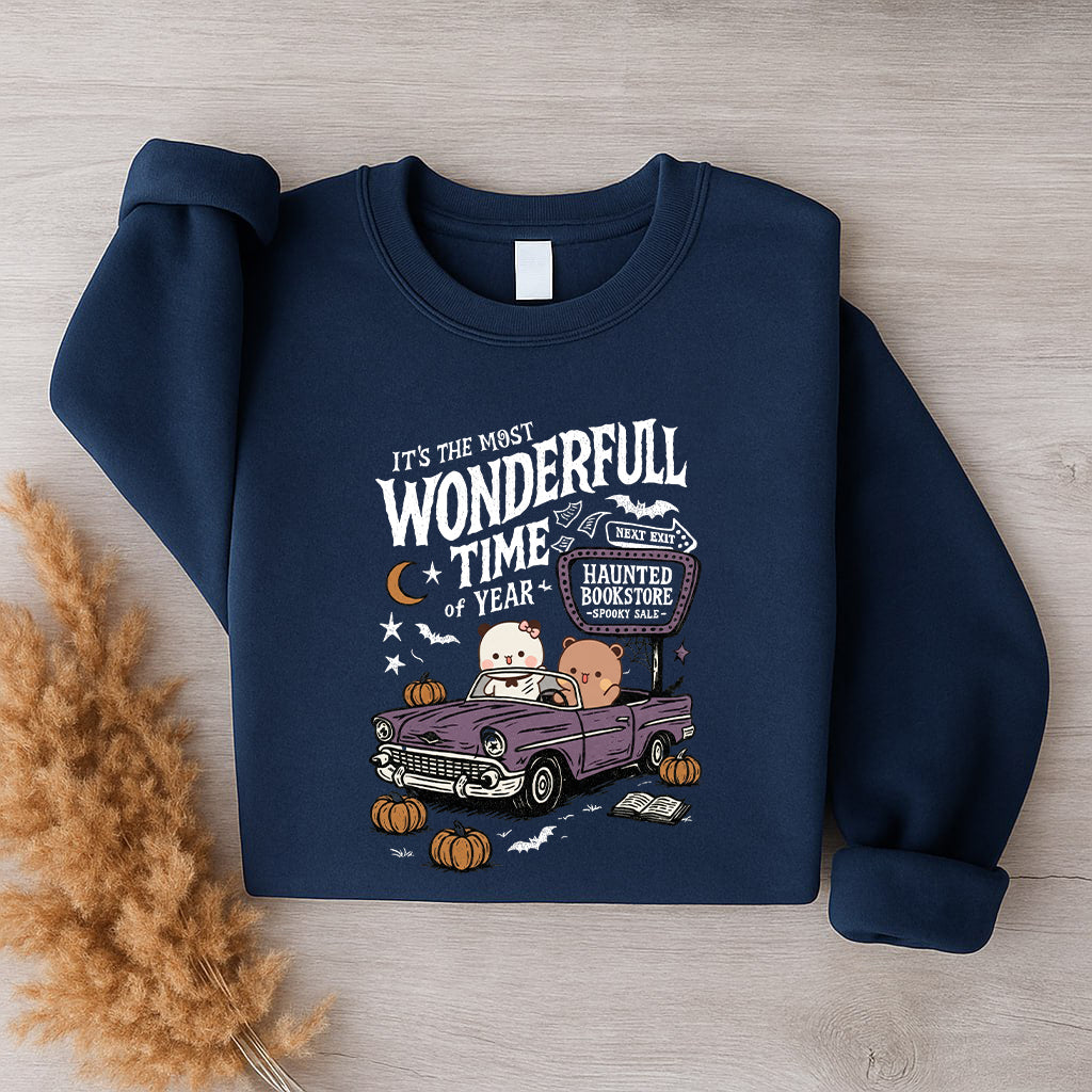 Bubu & Dudu Halloween Sweatshirt – Haunted Bookstore Spooky Season Crewneck