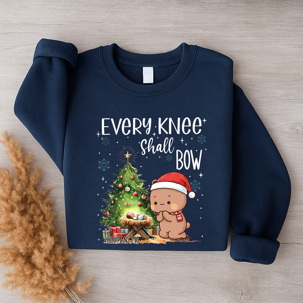 Every Knee Shall Bow Christmas Sweatshirt | Matching Christian Couple Sweatshirt
