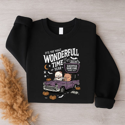 Bubu & Dudu Halloween Sweatshirt – Haunted Bookstore Spooky Season Crewneck