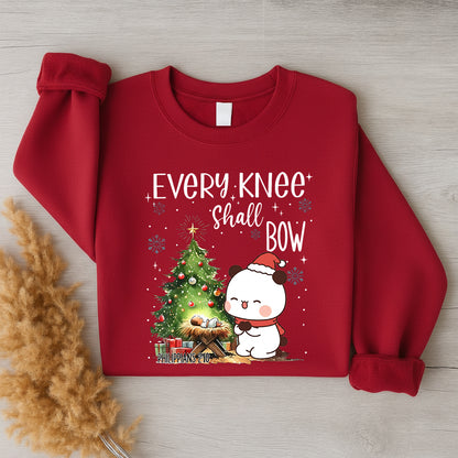 Every Knee Shall Bow Christmas Sweatshirt | Matching Christian Couple Sweatshirt