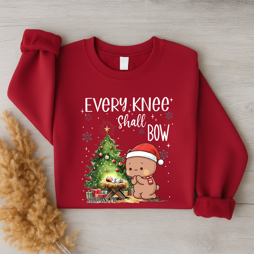 Every Knee Shall Bow Christmas Sweatshirt | Matching Christian Couple Sweatshirt