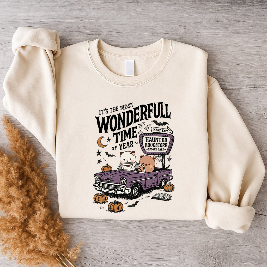Bubu & Dudu Halloween Sweatshirt – Haunted Bookstore Spooky Season Crewneck