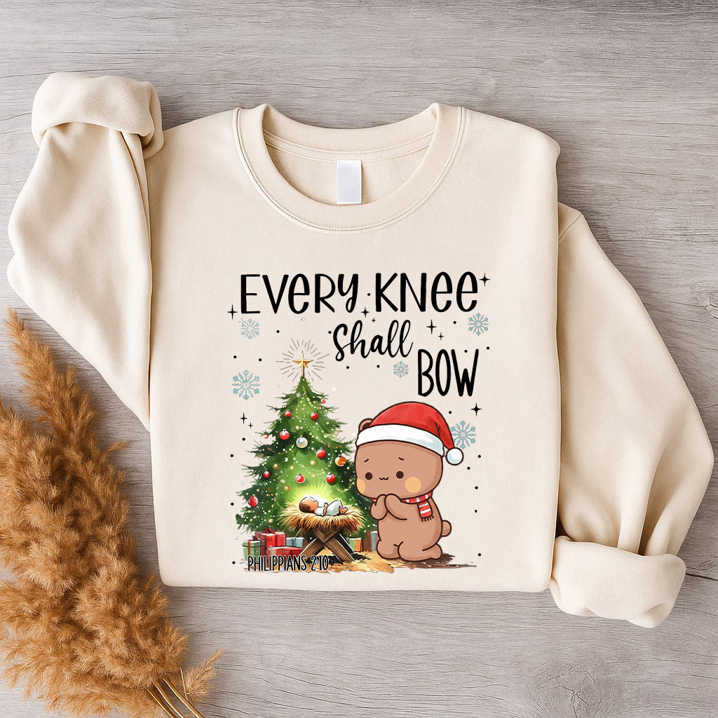 Every Knee Shall Bow Christmas Sweatshirt | Matching Christian Couple Sweatshirt