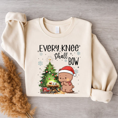 Every Knee Shall Bow Christmas Sweatshirt | Matching Christian Couple Sweatshirt