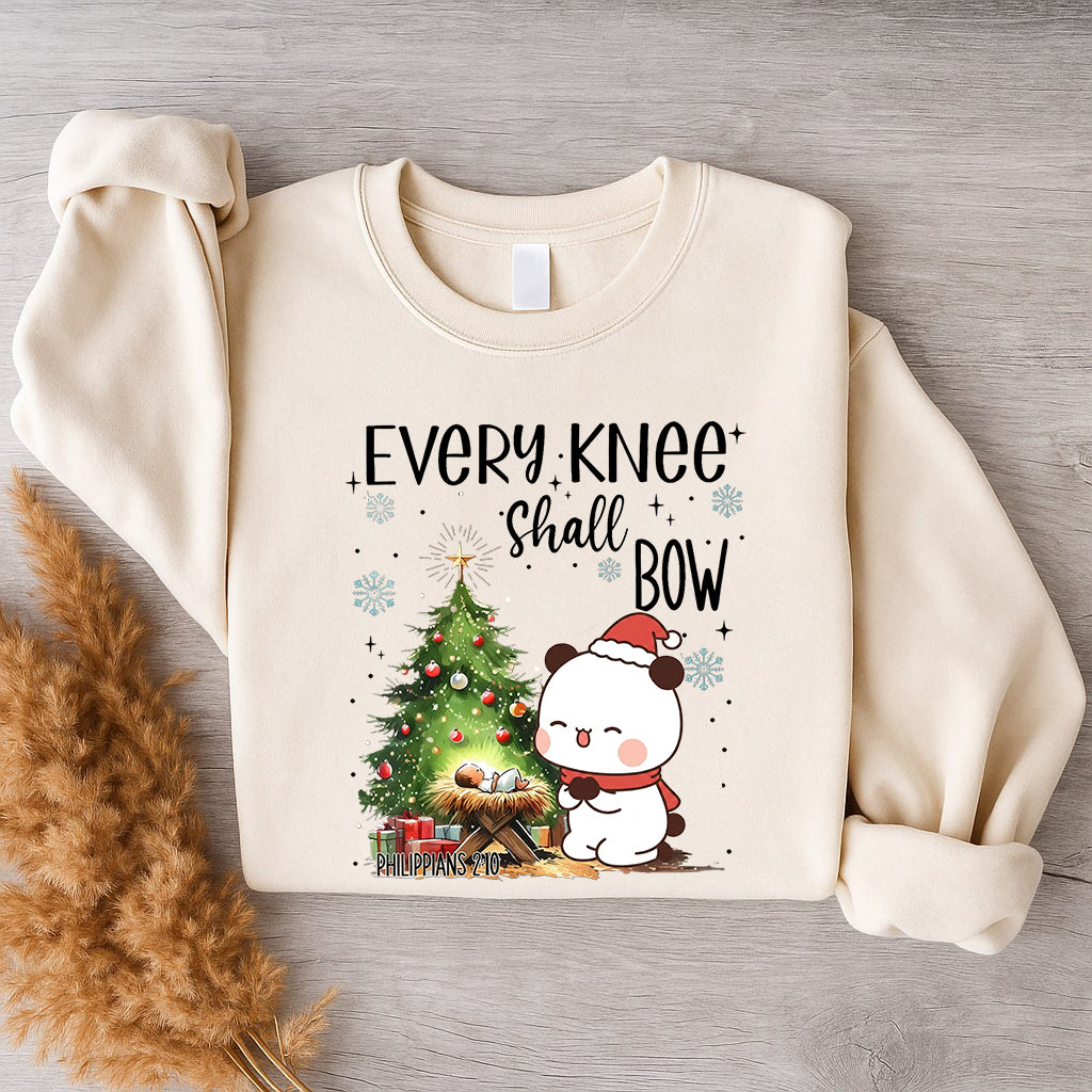 Every Knee Shall Bow Christmas Sweatshirt | Matching Christian Couple Sweatshirt