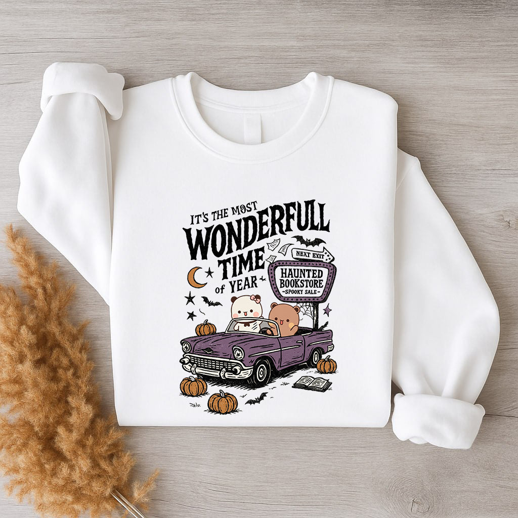 Bubu & Dudu Halloween Sweatshirt – Haunted Bookstore Spooky Season Crewneck