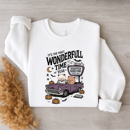Bubu & Dudu Halloween Sweatshirt – Haunted Bookstore Spooky Season Crewneck