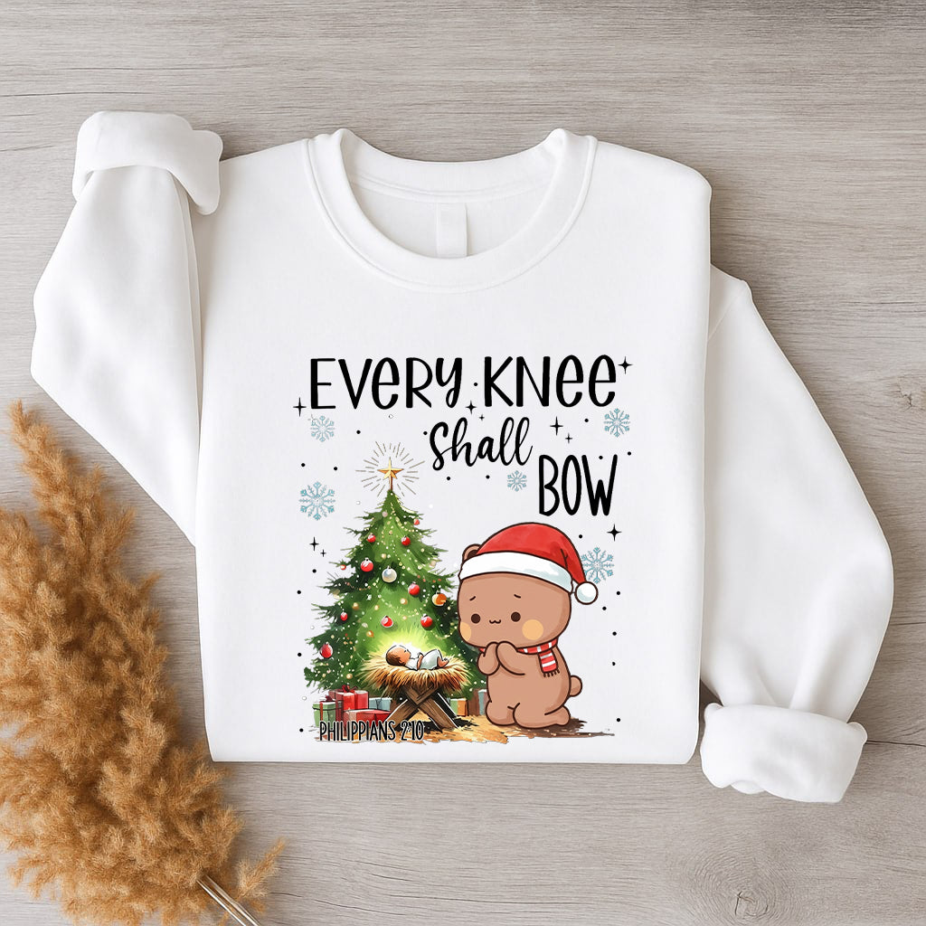 Every Knee Shall Bow Christmas Sweatshirt | Matching Christian Couple Sweatshirt