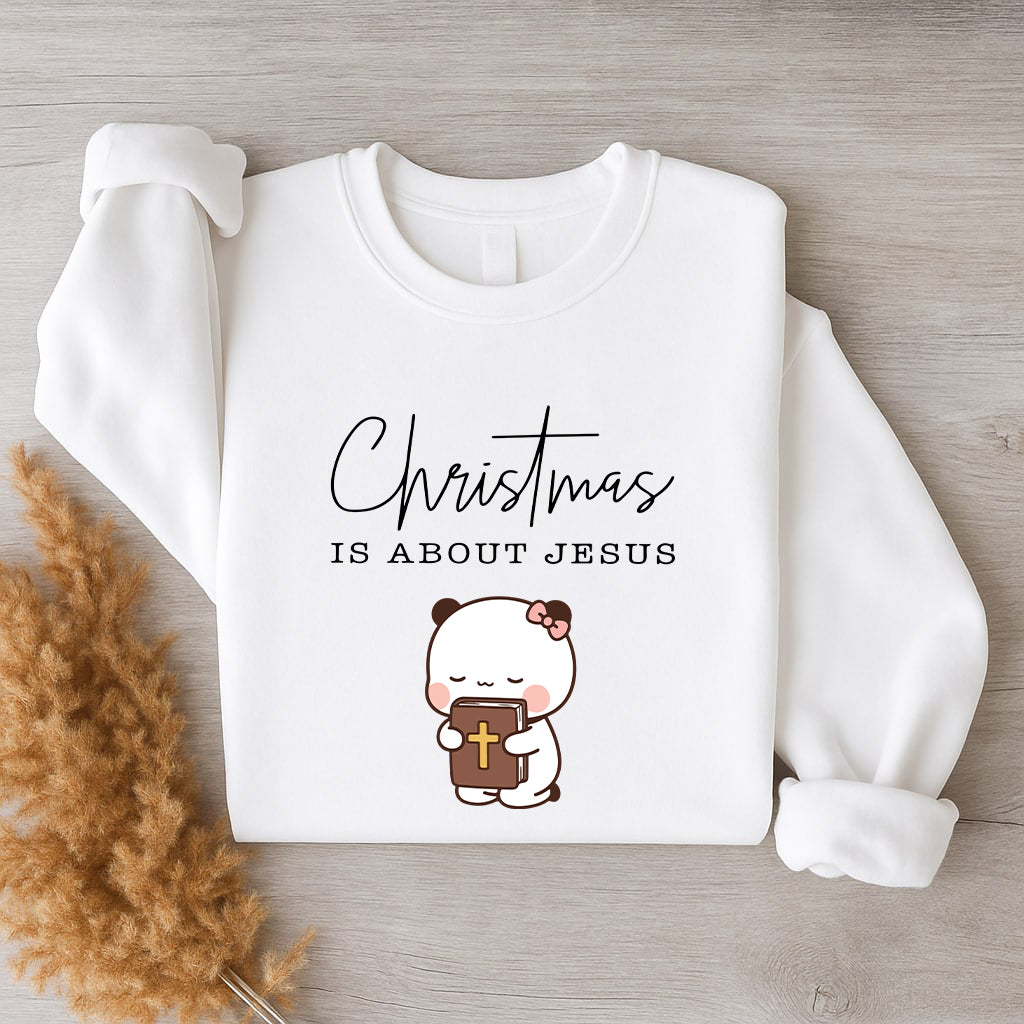 Christmas Is About Jesus Sweatshirt | Bubu & Dudu Matching Christian Holiday Sweatshirt