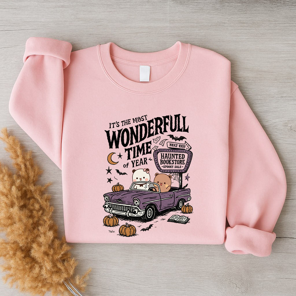 Bubu & Dudu Halloween Sweatshirt – Haunted Bookstore Spooky Season Crewneck