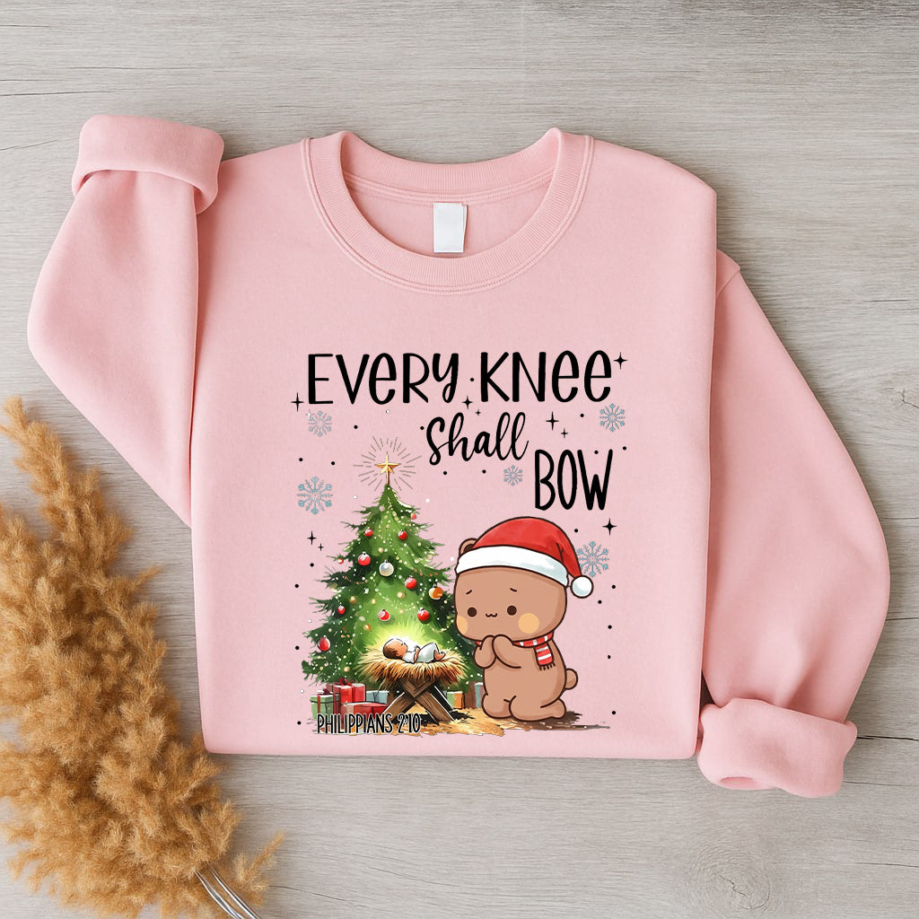 Every Knee Shall Bow Christmas Sweatshirt | Matching Christian Couple Sweatshirt