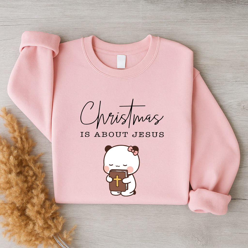 Christmas Is About Jesus Sweatshirt | Bubu & Dudu Matching Christian Holiday Sweatshirt