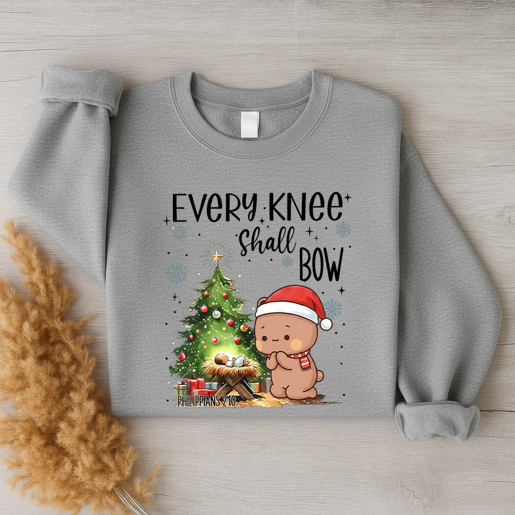 Every Knee Shall Bow Christmas Sweatshirt | Matching Christian Couple Sweatshirt