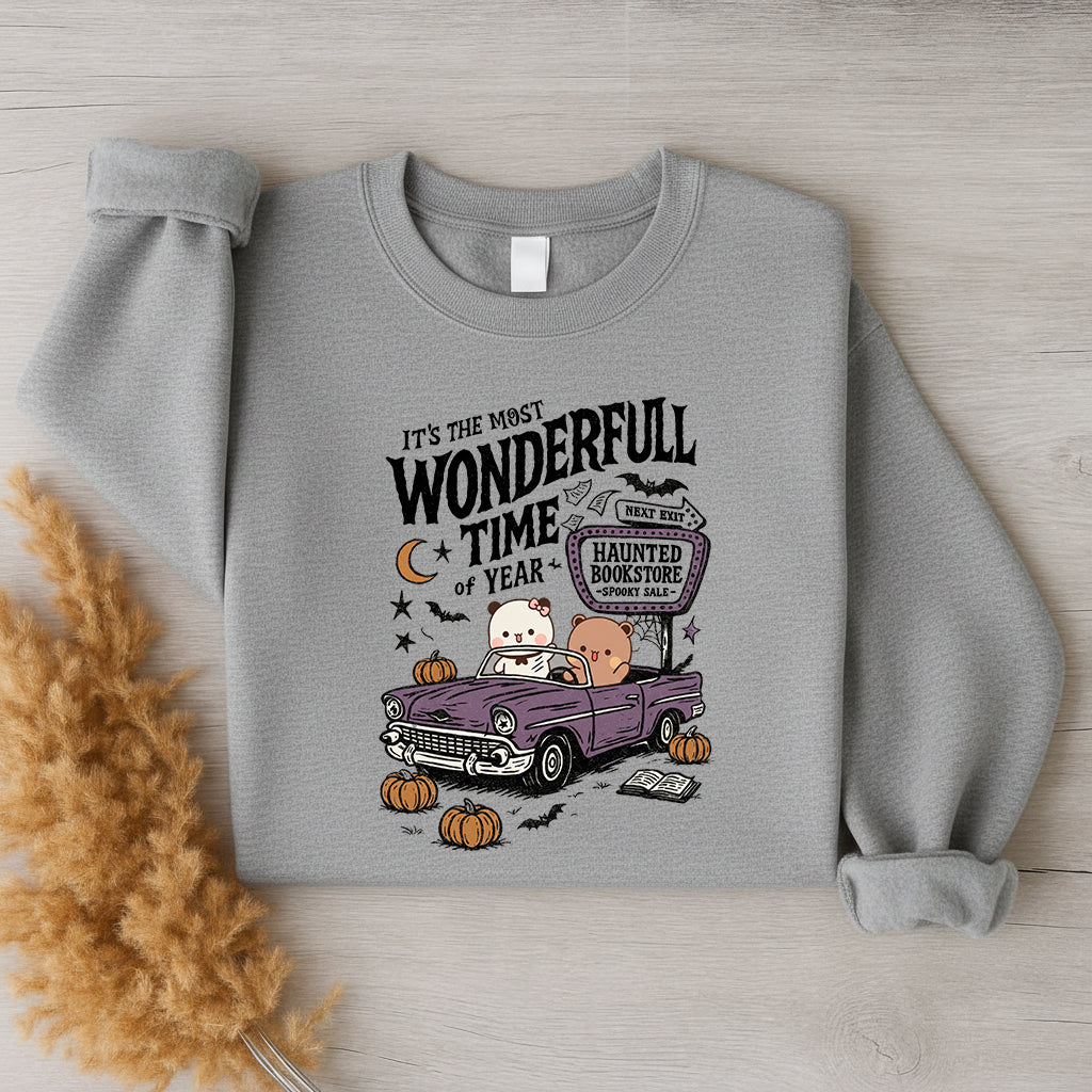 Bubu & Dudu Halloween Sweatshirt – Haunted Bookstore Spooky Season Crewneck