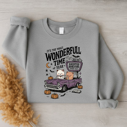 Bubu & Dudu Halloween Sweatshirt – Haunted Bookstore Spooky Season Crewneck