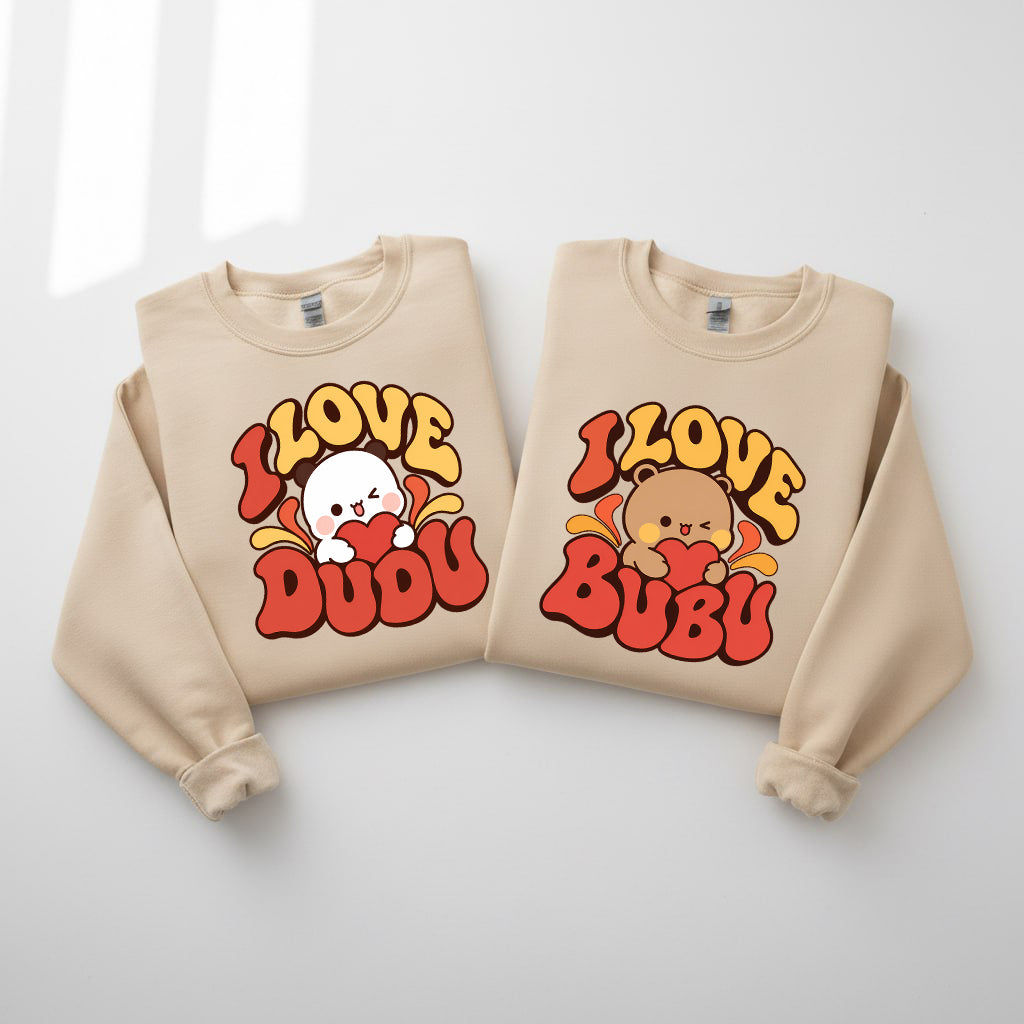 Bubu & Dudu Couple Sweatshirt – I Love Bubu I Love Dudu Retro Matching Set