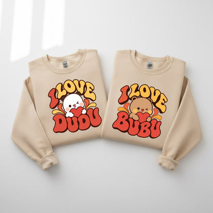 Bubu & Dudu Couple Sweatshirt – I Love Bubu I Love Dudu Retro Matching Set