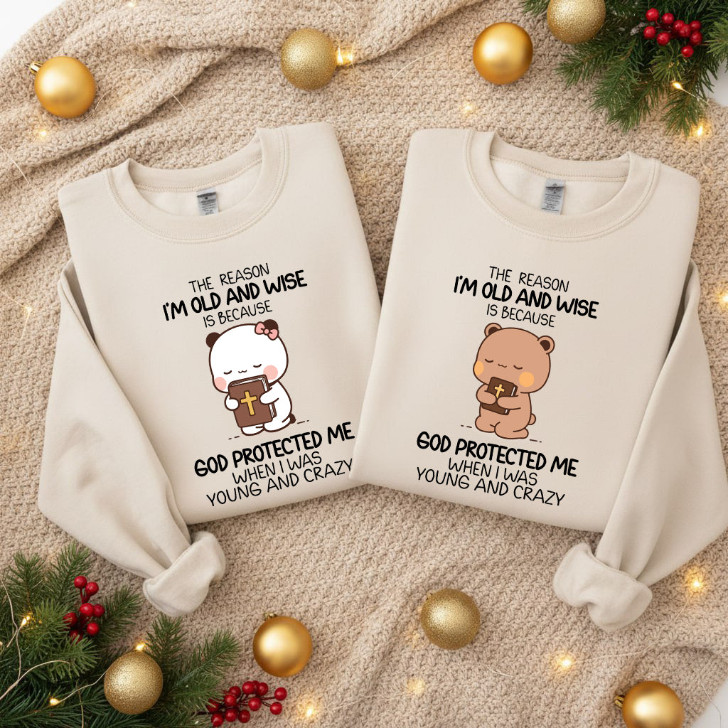 God Protected Me Christian Sweatshirt | Matching Faith-Based Couple Sweatshirt