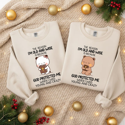 God Protected Me Christian Sweatshirt | Matching Faith-Based Couple Sweatshirt