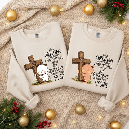 God's Grace Is Bigger Than My Sins Sweatshirt | Christian Matching Couple Sweatshirt