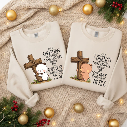 God's Grace Is Bigger Than My Sins Sweatshirt | Christian Matching Couple Sweatshirt