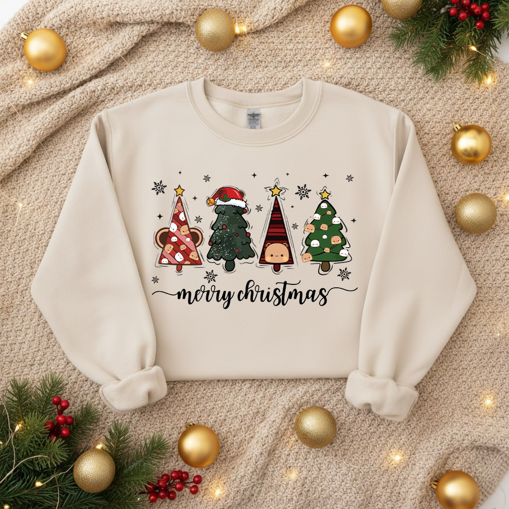 Bubu & Dudu Merry Christmas Sweatshirt – Cute Holiday Tree Design