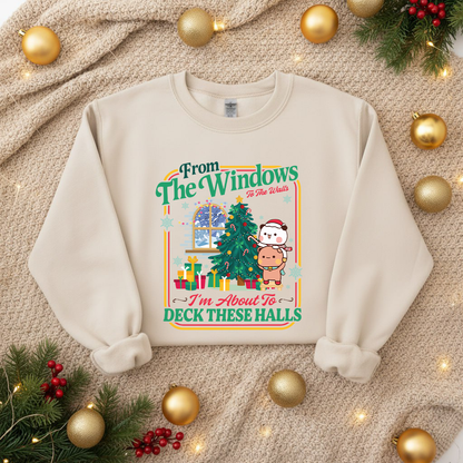 Funny Christmas Sweatshirt – Bubu & Dudu Deck These Halls