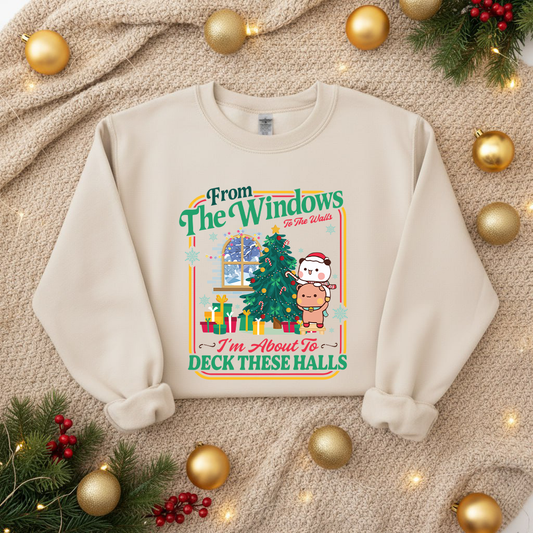 Funny Christmas Sweatshirt – Bubu & Dudu Deck These Halls