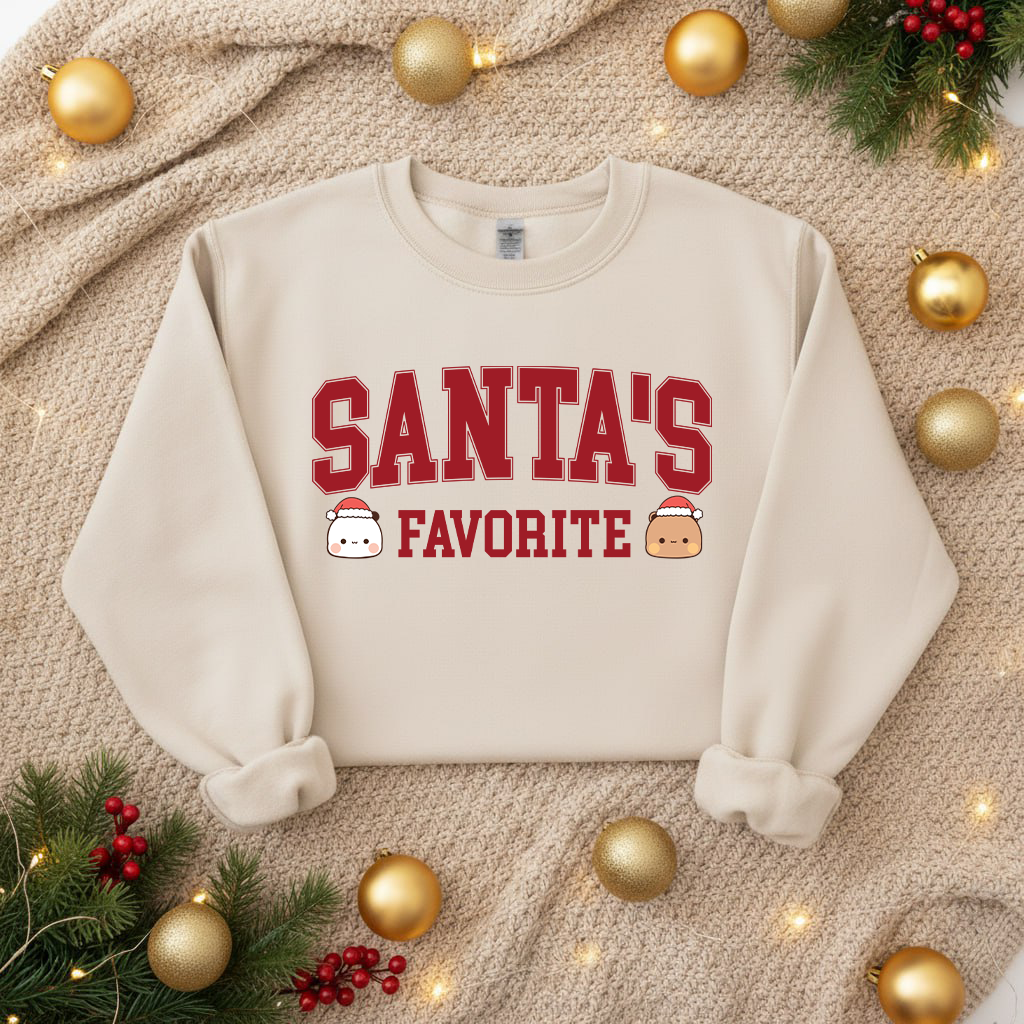 Bubu & Dudu Santa’s Favorite Sweatshirt - Cute Christmas Holiday Crewneck