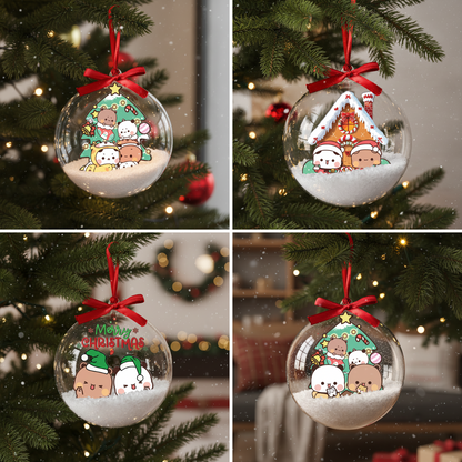 Kawaii Bubu Dudu Ornament – Holiday Snow Globe Style Decoration