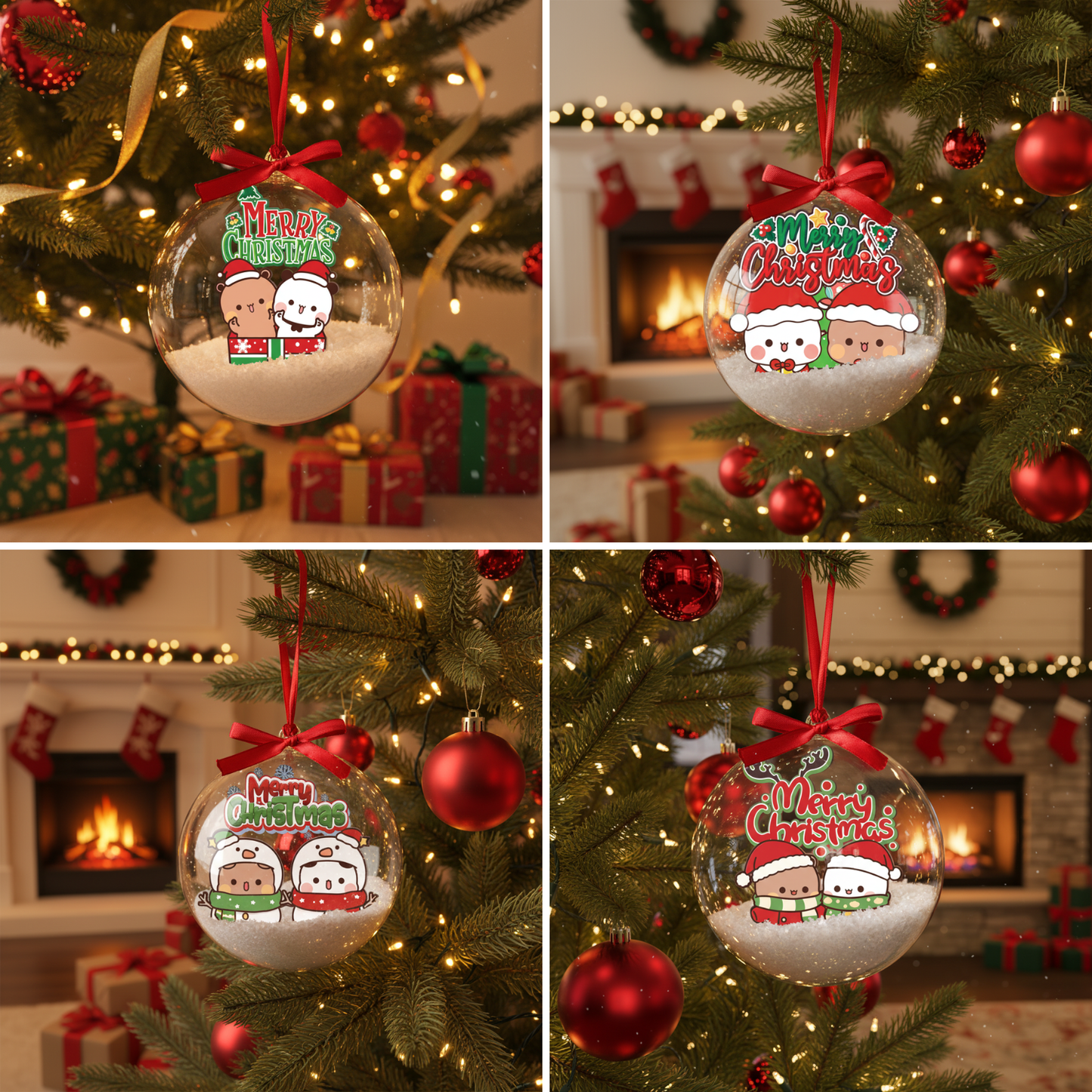 Bubu & Dudu Cute Christmas Ornaments – Adorable Bear Couple Holiday Tree Decorations Gift for Lovers, Friends & Family