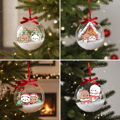 Bubu & Dudu Bear Couple Christmas Ornament – Cute Holiday Tree Decoration