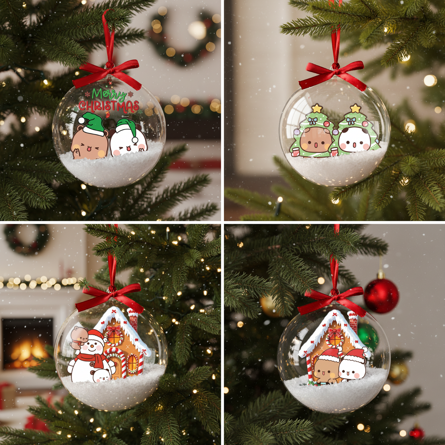 Bubu & Dudu Bear Couple Christmas Ornament – Kawaii Holiday Tree Decoration