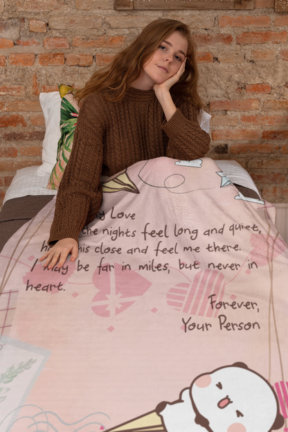To My Love Blanket – Cozy Sherpa/Fleece Throw for Long Distance Couples
