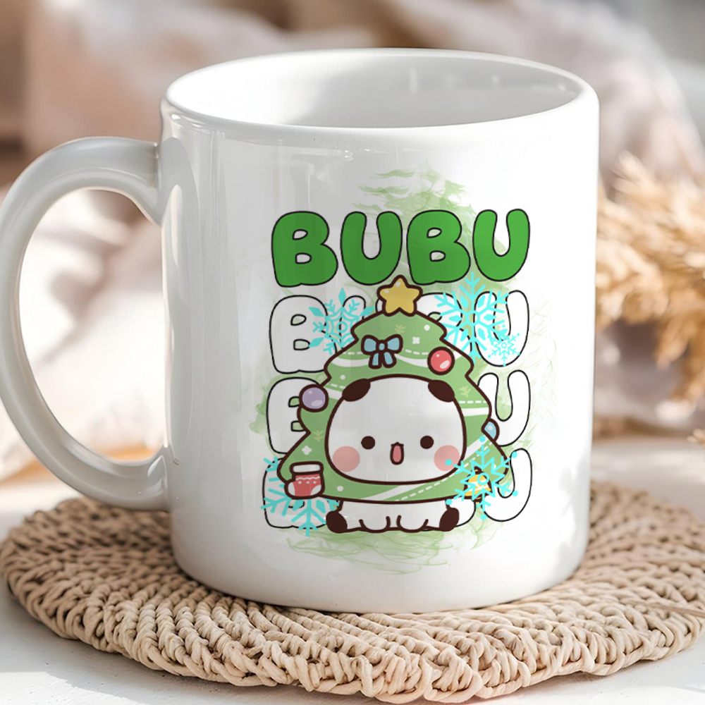 Bubu & Dudu Christmas Tree Couple Mugs – Cute Holiday Coffee Cup Gift Set