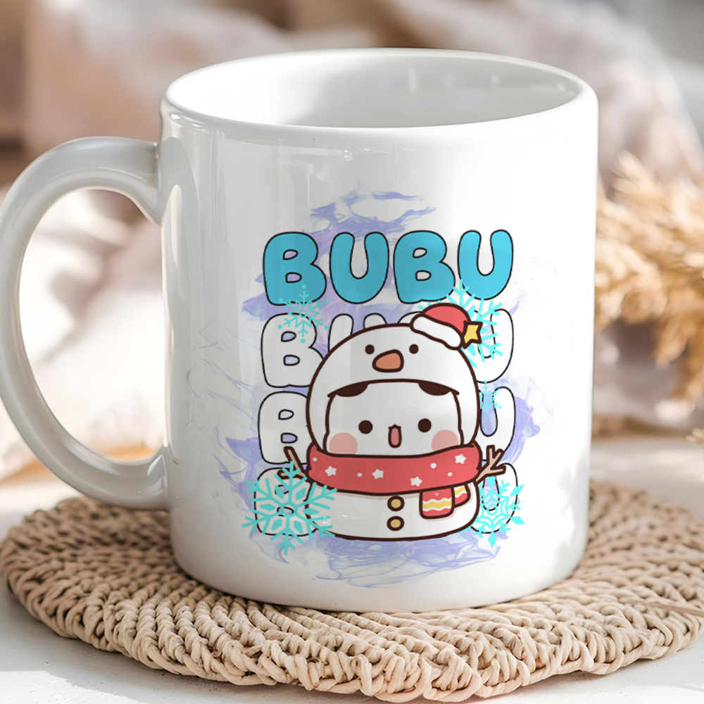 Bubu & Dudu Snowman Couple Mugs – Cute Winter Coffee Cup Gift Set