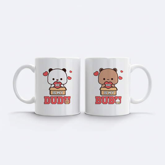 He Is My Dudu & She Is My Bubu Couple Mugs | Cute Matching Coffee Cups