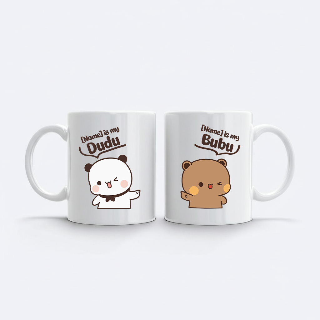 Custom Name Bubu & Dudu Couple Mug Set – Personalized Matching Mugs for Couples