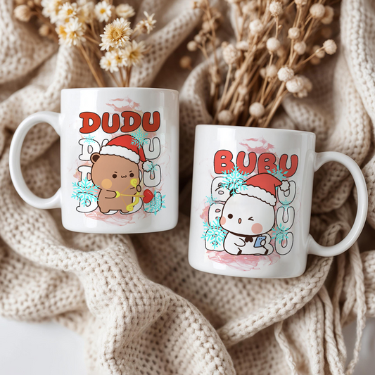 Bubu & Dudu Christmas Couple Mugs – Cute Bear Coffee Mug Gift Set