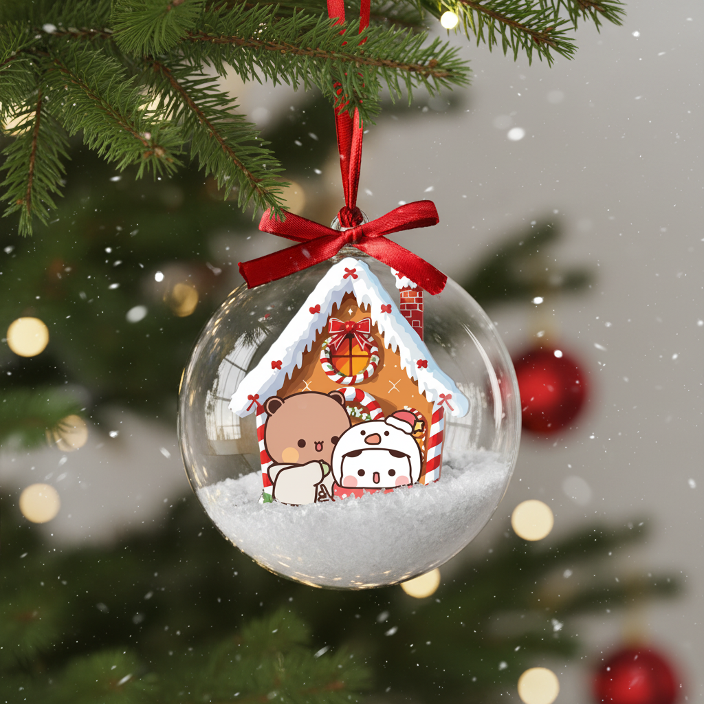 Bubu & Dudu Bear Couple Christmas Ornament – Cute Holiday Tree Decoration