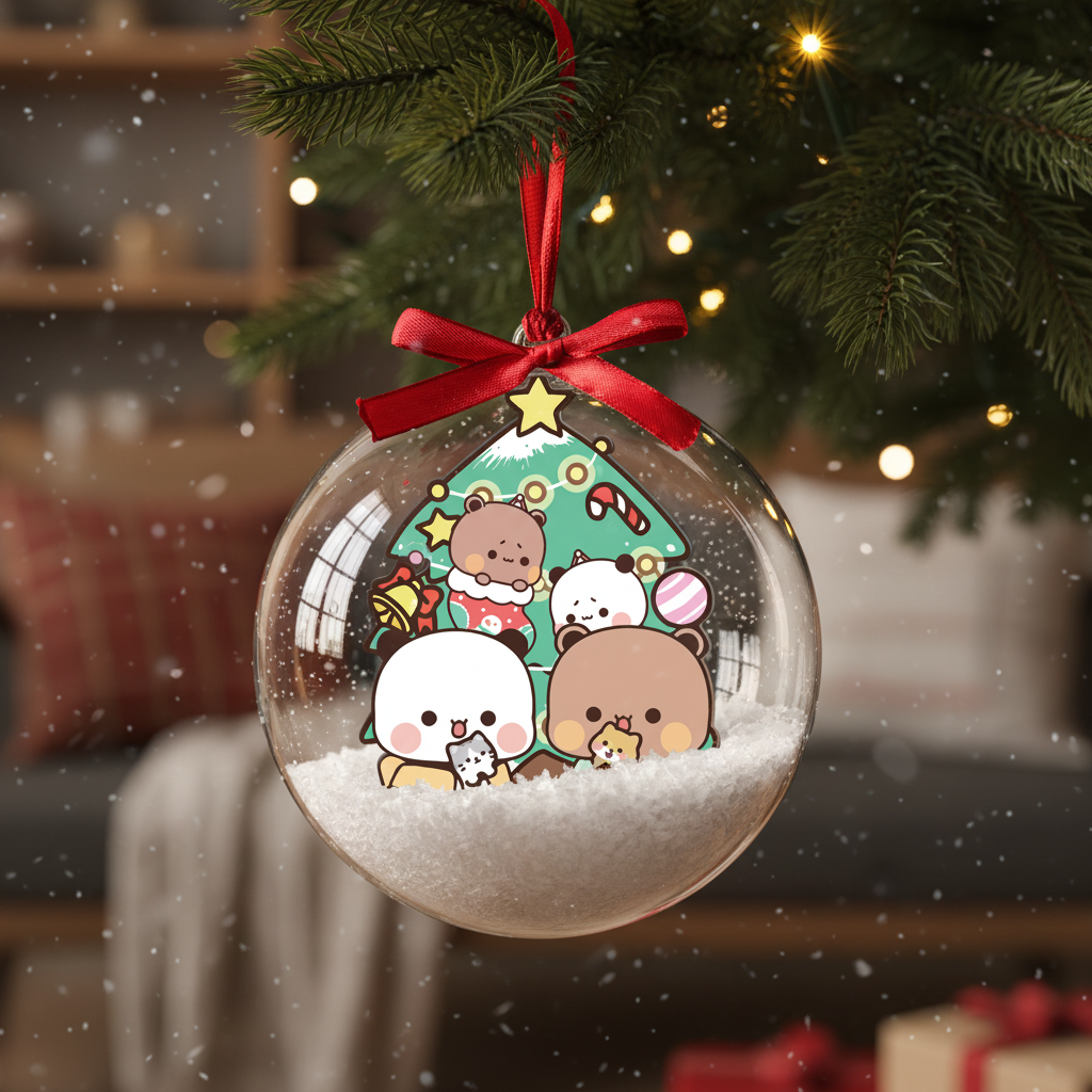 Kawaii Bubu Dudu Ornament – Holiday Snow Globe Style Decoration